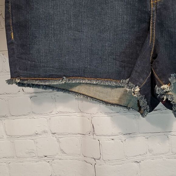 Torrid 3.5 inch dark wash fray hem denim shorts NWT - Picture 3 of 8